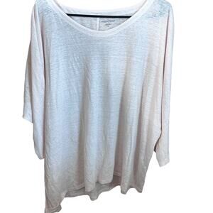 100# Linen Eileen Fisher womens top sz large pink raglan sleeve coastalcore